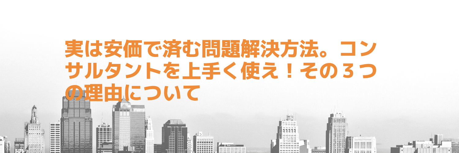 実は安価で済む問題解決方法。コンサルタントを上手く使え！その３つの理由について
